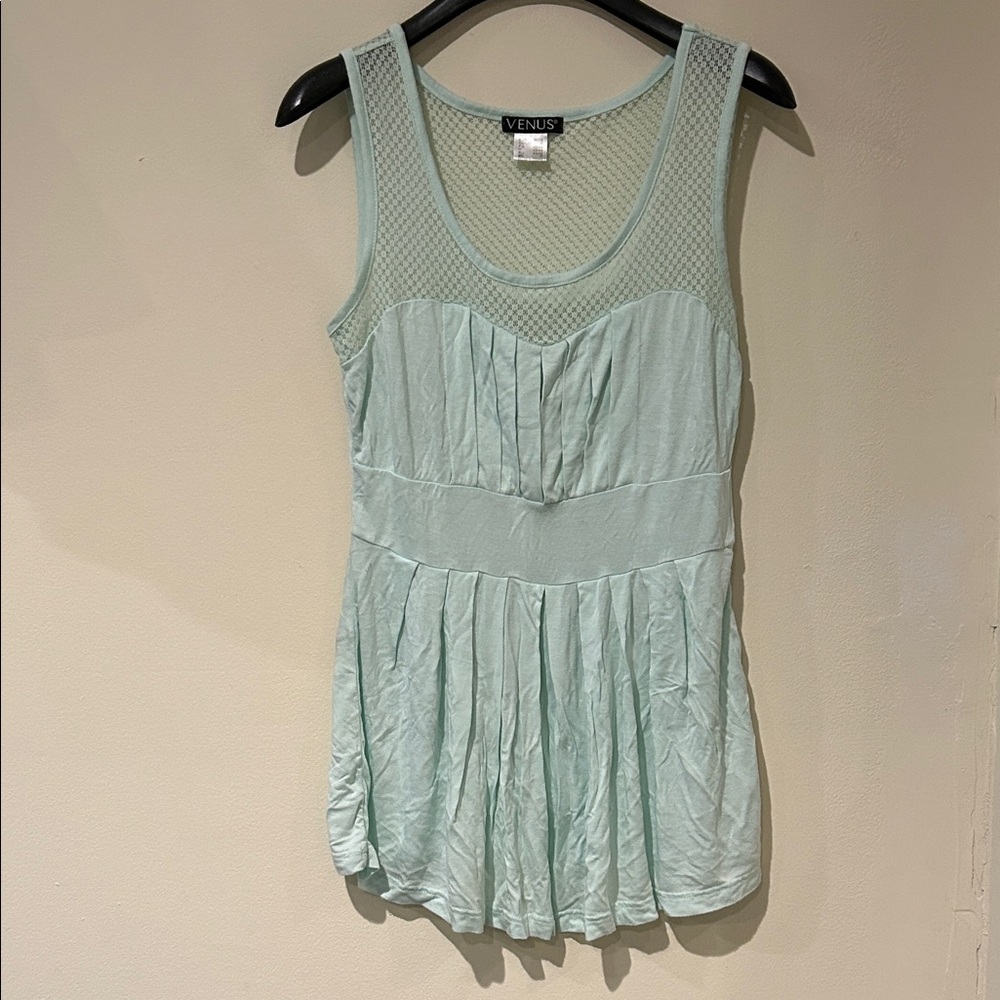 VENUS Light Green Mesh Detail Blouse